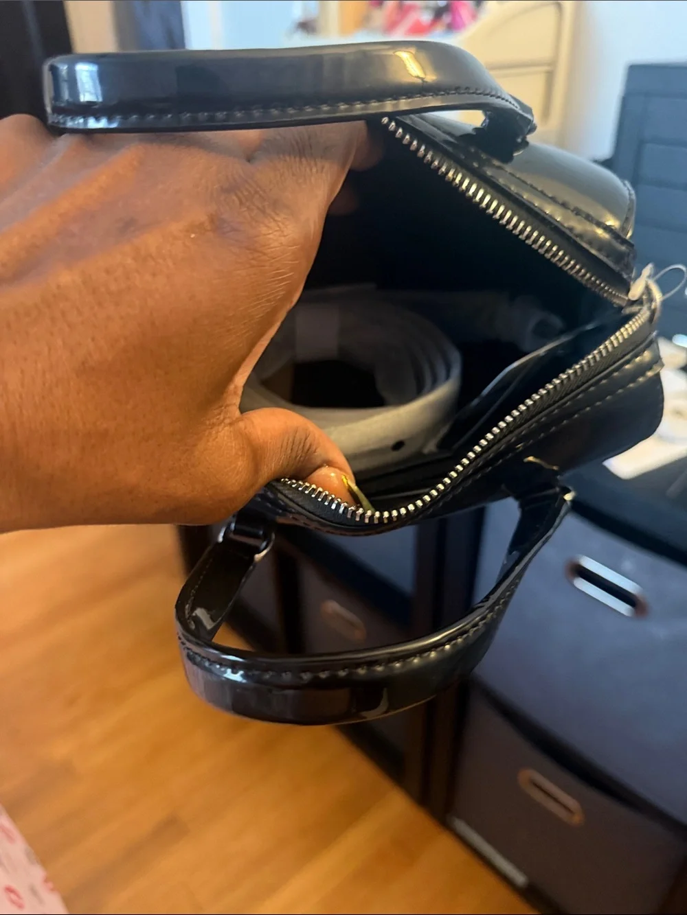 Michael Kors Black Patent Mini Satchel Bag